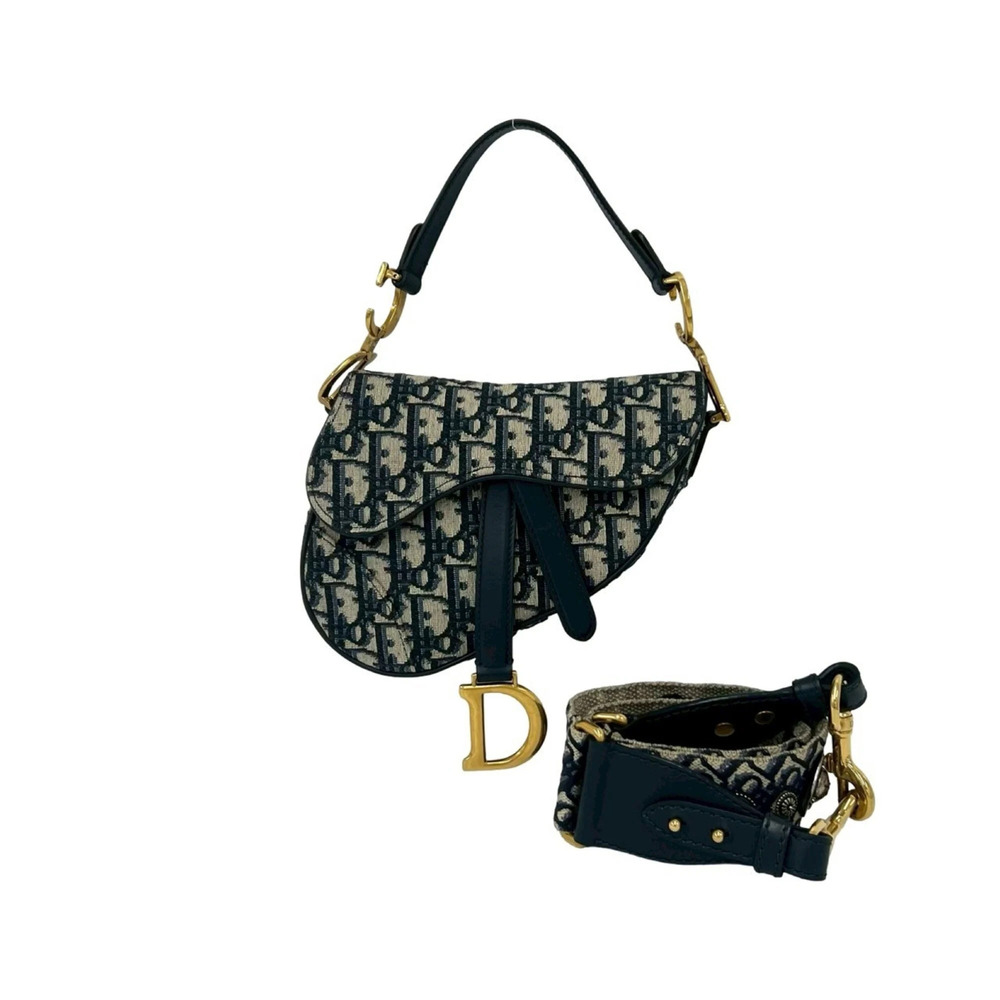 Christian Dior Saddle Bag, Trotter pattern, canvas and leather, 2-way handbag...